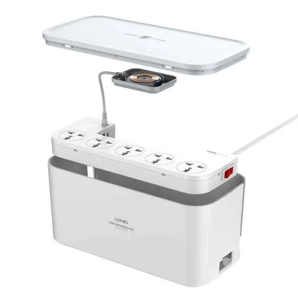 Ldnio SCW5354 Organizing Power Strip Box 15W Wireless Charger With 20W PD+QC Output
