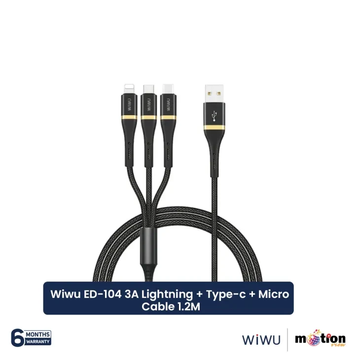 WiWU ED-104 3A Lightning + Type-c + Micro Cable