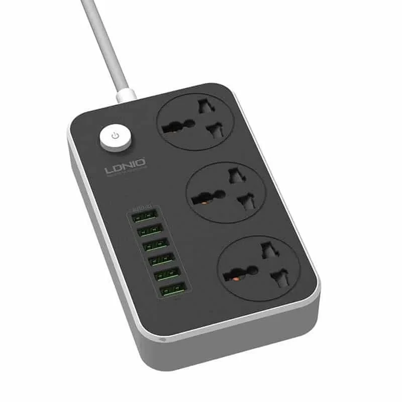 Ldnio SC3604 Power Strip With 3 AC Sockets And 6 USB Ports