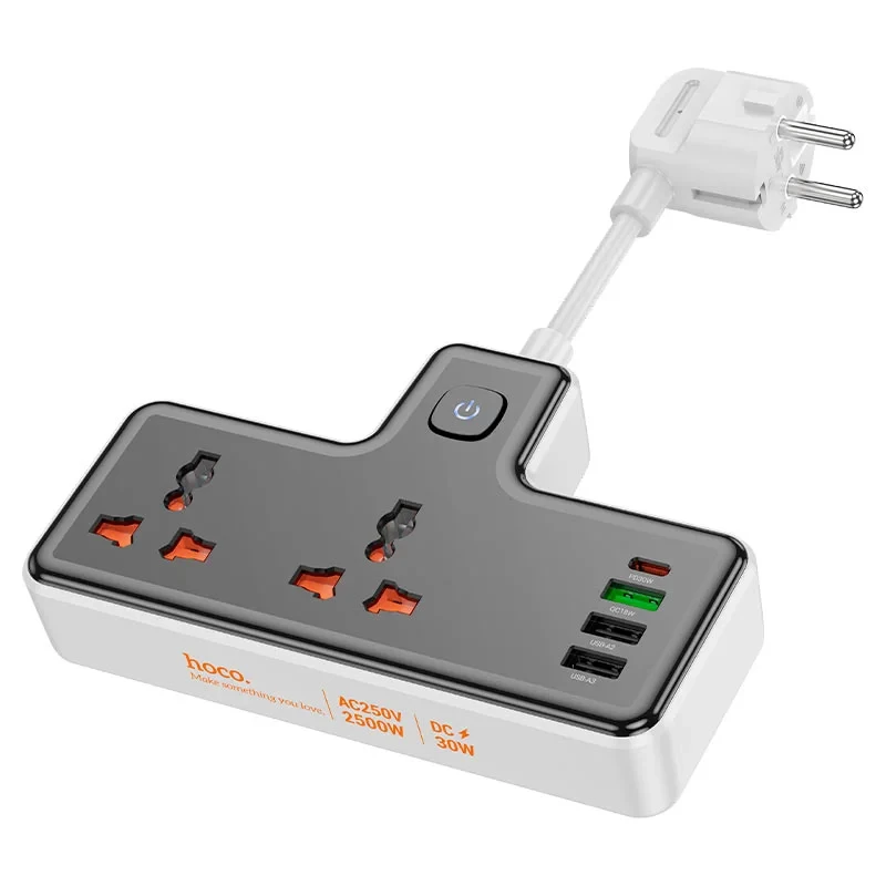Hoco AC12A Reise Power Strip: PD 30W, QC 3.0, Dual EU Socket