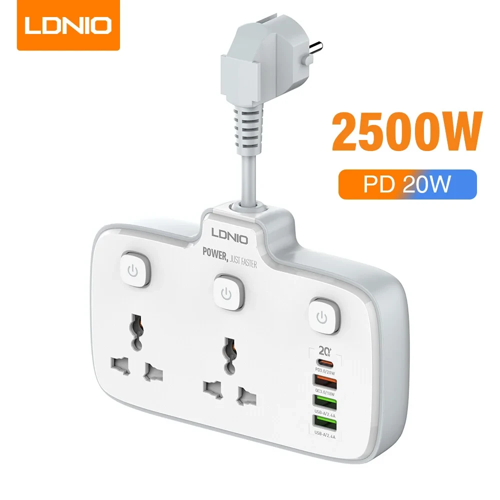 Ldnio SC2413 PD & QC3.0 2 Universal Outlets Power Socket