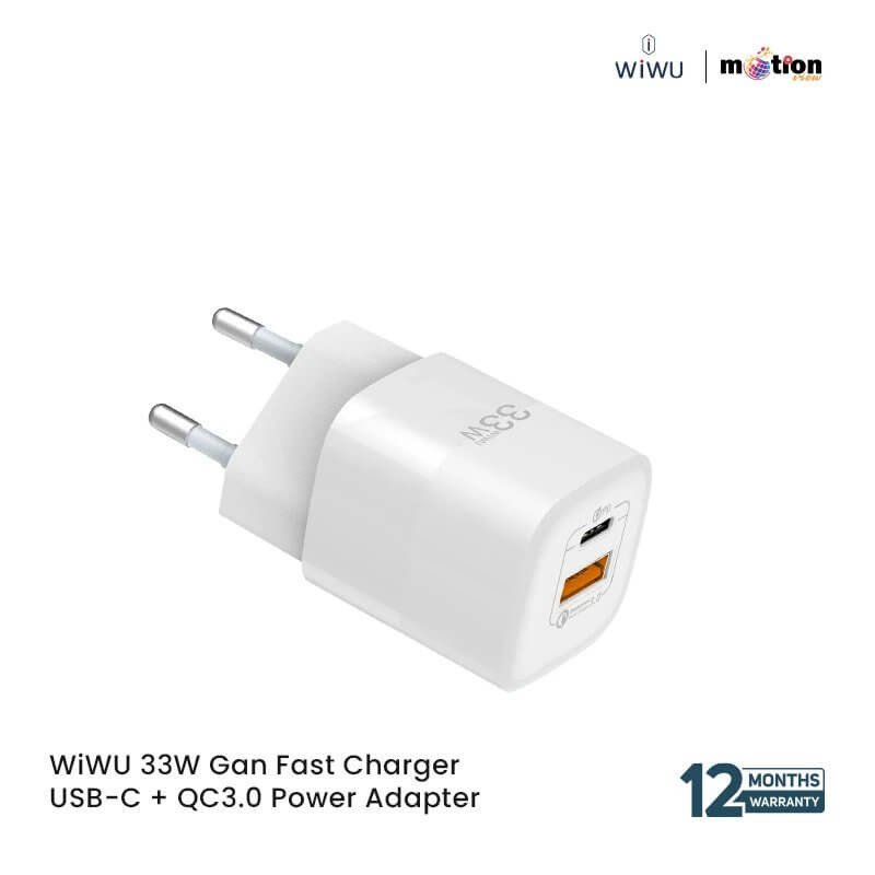 WiWU 33W Gan Fast Charger USB-C + QC3.0 Power Adapter