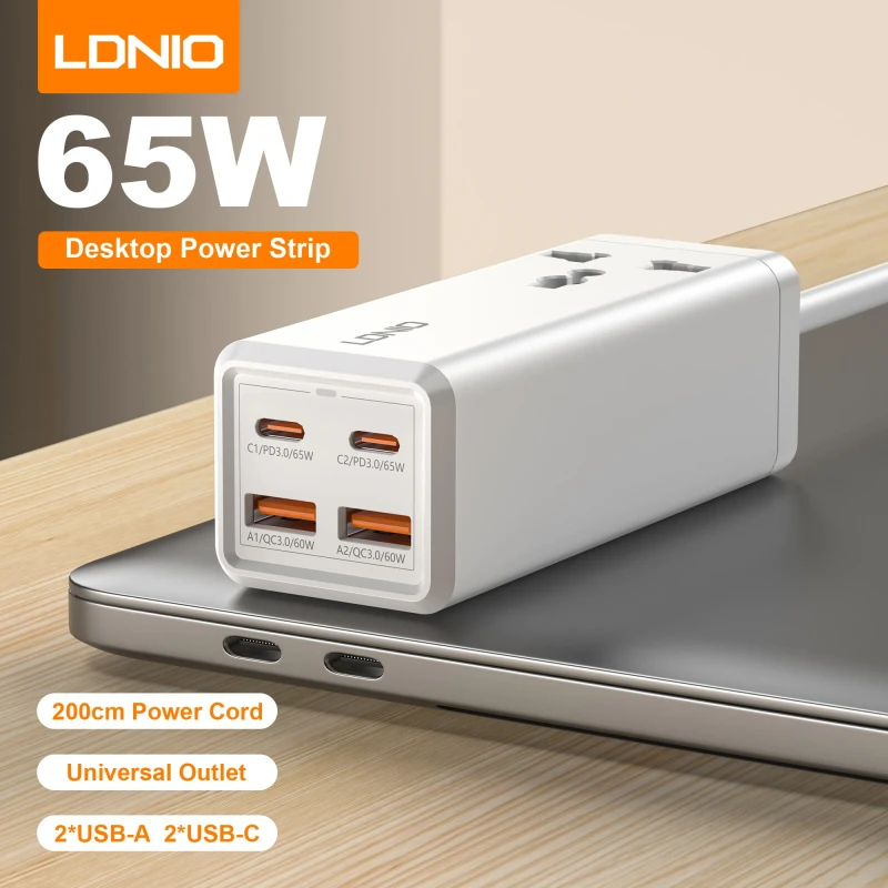 Ldnio SC1418 65W PD Desktop Power Strip With Power Socket